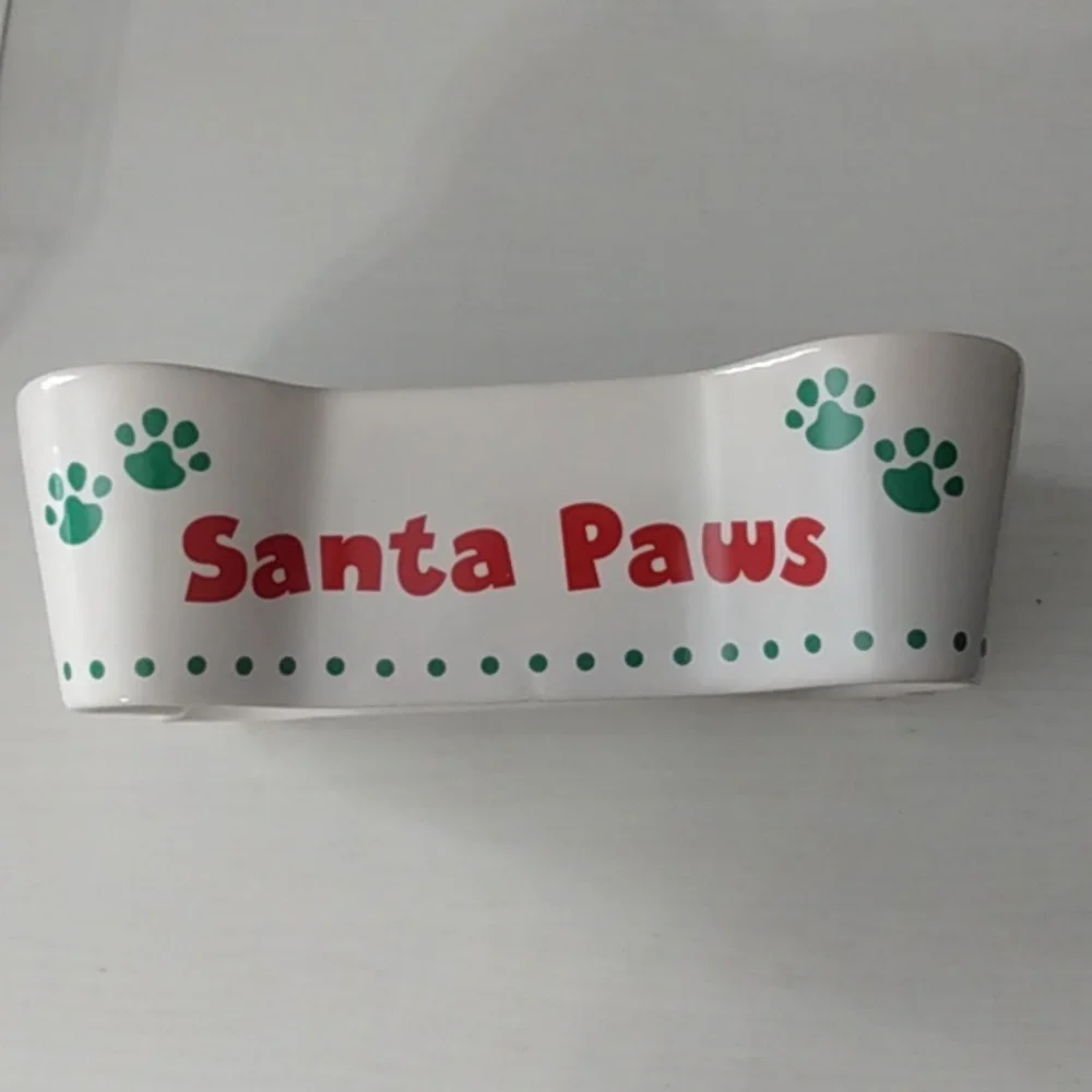 Santa Paws‎ Bone-Shaped Dog Bowl – White – 7.5